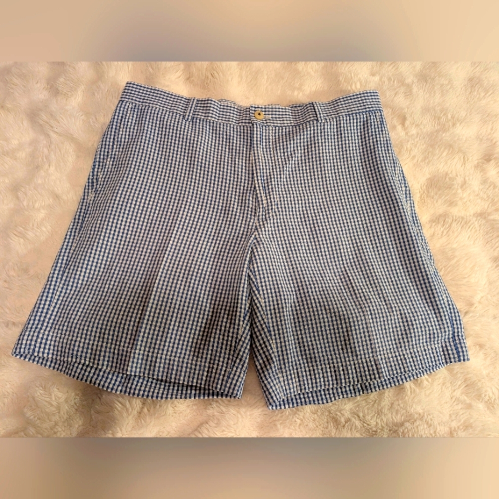 Southern Tide Men's Blue‎ & White Gingham Cotton Shorts Size 36
